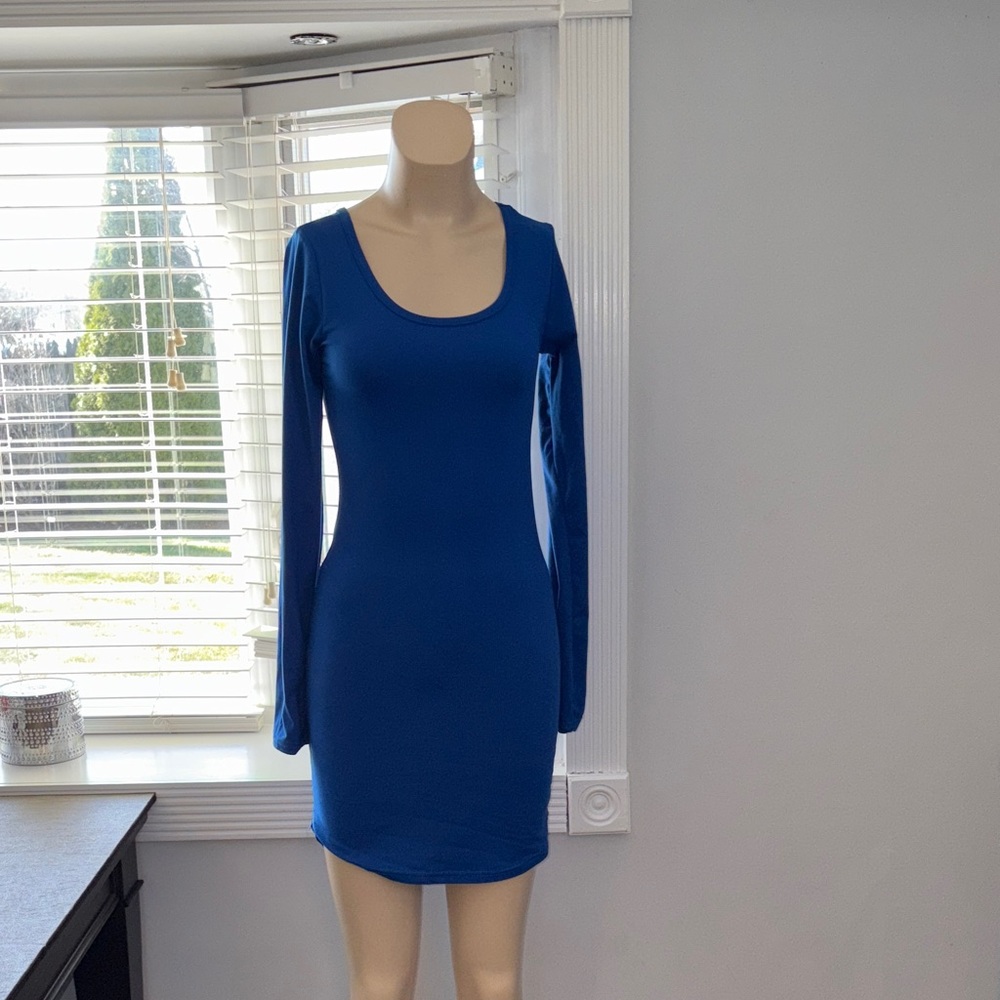 Hot Kiss Vibrant Blue Long Sleeve Dress
